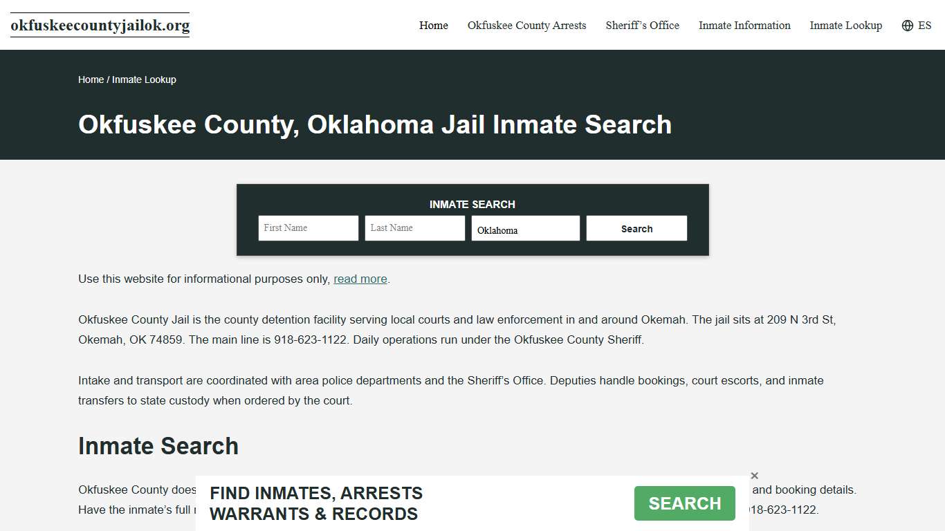 Okfuskee County, OK Incarcerated Records Lookup